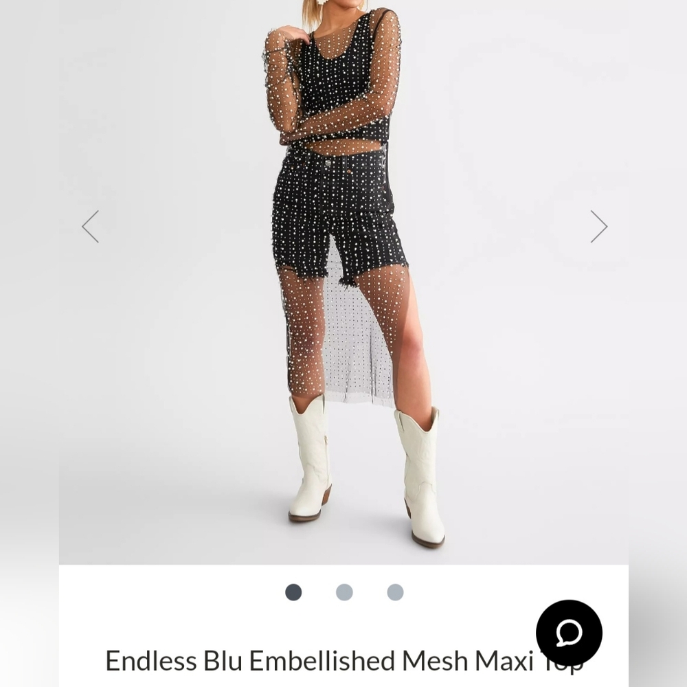 Endless Blu Sheer embellished shirt/dress